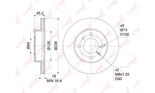 Диск тормозной LYNXauto, арт. BN-1087