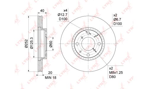 Диск тормозной LYNXauto, арт. BN-1132