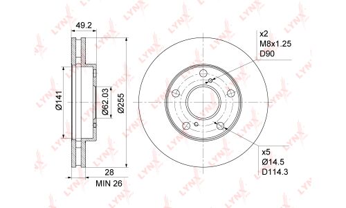 Диск тормозной LYNXauto, арт. BN-1150