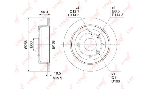 Диск тормозной LYNXauto, арт. BN-1351