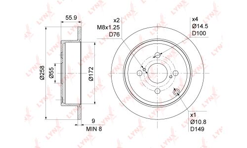 Диск тормозной LYNXauto, арт. BN-1140
