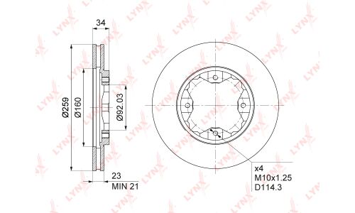 Диск тормозной LYNXauto, арт. BN-1036