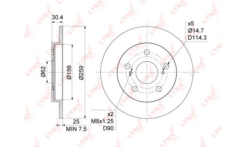 Диск тормозной LYNXauto, арт. BN-1146
