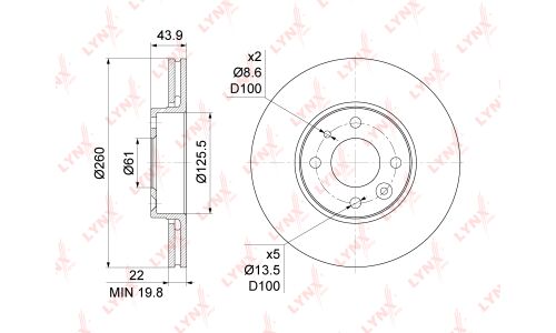 Диск тормозной LYNXauto, арт. BN-1062