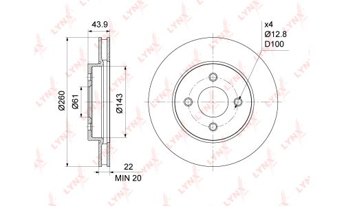 Диск тормозной LYNXauto, арт. BN-1115