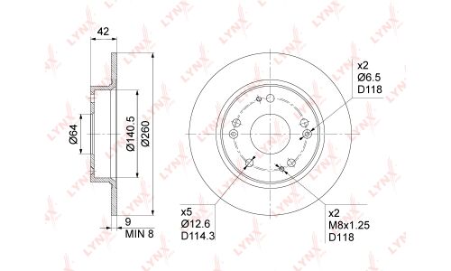 Диск тормозной LYNXauto, арт. BN-1029