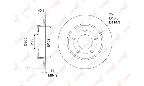 Диск тормозной LYNXauto, арт. BN-1065