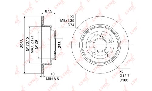 Диск тормозной LYNXauto, арт. BN-1126