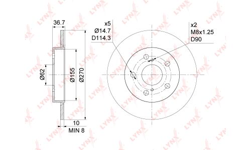 Диск тормозной LYNXauto, арт. BN-1144