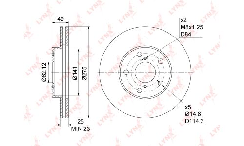 Диск тормозной LYNXauto, арт. BN-1160