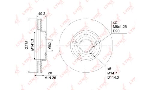 Диск тормозной LYNXauto, арт. BN-1152