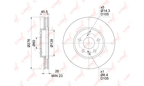 Диск тормозной LYNXauto, арт. BN-1348