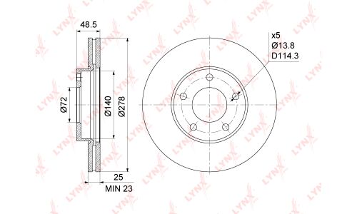 Диск тормозной LYNXauto, арт. BN-1071