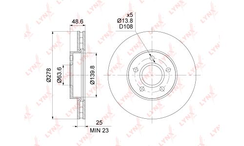 Диск тормозной LYNXauto, арт. BN-1440