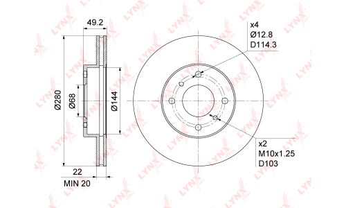 Диск тормозной LYNXauto, арт. BN-1105