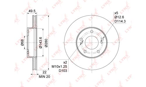 Диск тормозной LYNXauto, арт. BN-1106