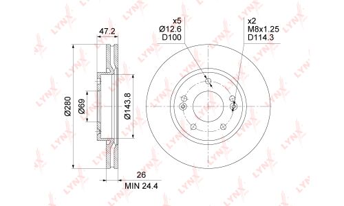 Диск тормозной LYNXauto, арт. BN-1556
