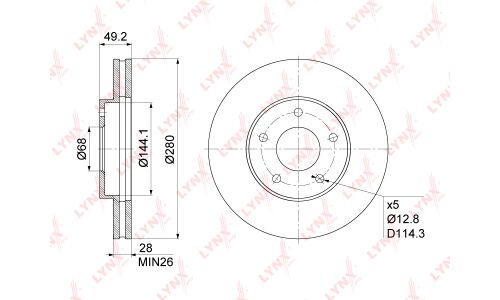 Диск тормозной LYNXauto, арт. BN-1108
