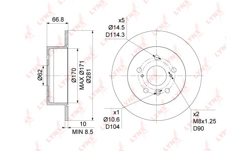 Диск тормозной LYNXauto, арт. BN-1136