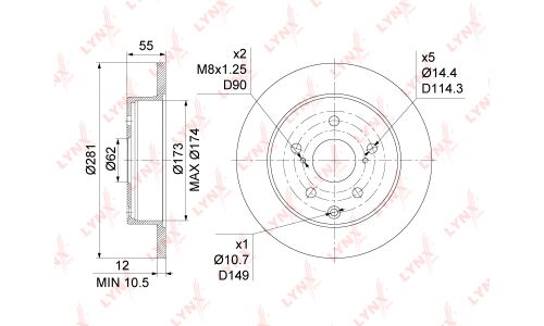 Диск тормозной LYNXauto, арт. BN-1137