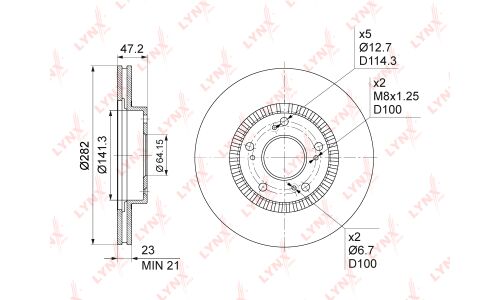 Диск тормозной LYNXauto, арт. BN-1033