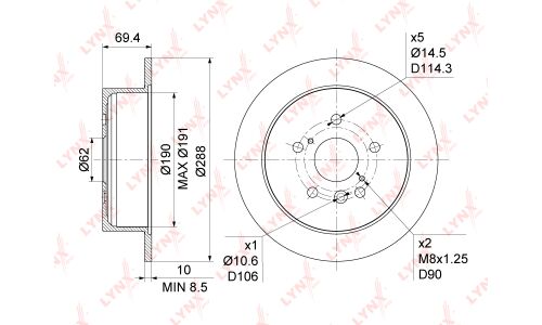 Диск тормозной LYNXauto, арт. BN-1143