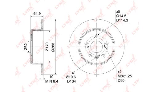 Диск тормозной LYNXauto, арт. BN-1145