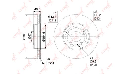 Диск тормозной LYNXauto, арт. BN-1081