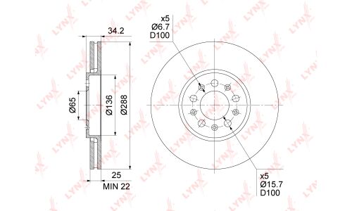 Диск тормозной LYNXauto, арт. BN-1234