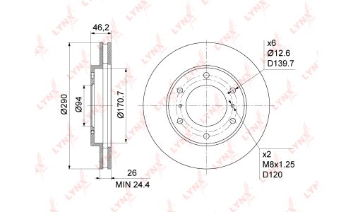 Диск тормозной LYNXauto, арт. BN-1090