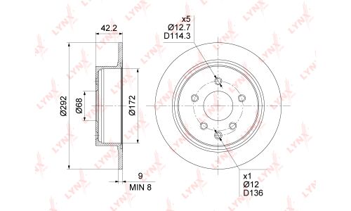 Диск тормозной LYNXauto, арт. BN-1793