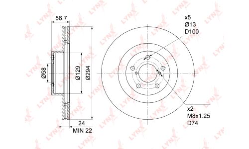 Диск тормозной LYNXauto, арт. BN-1128