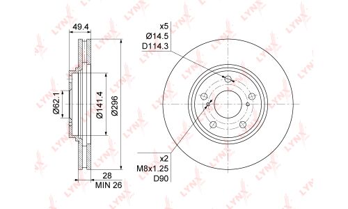 Диск тормозной LYNXauto, арт. BN-1176