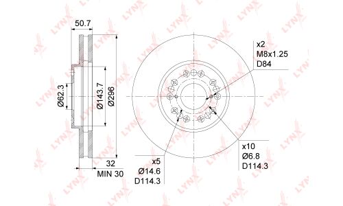 Диск тормозной LYNXauto, арт. BN-1165