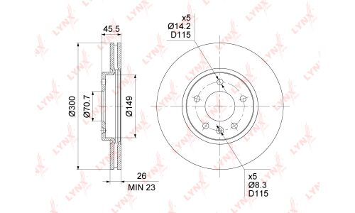 Диск тормозной LYNXauto, арт. BN-1354