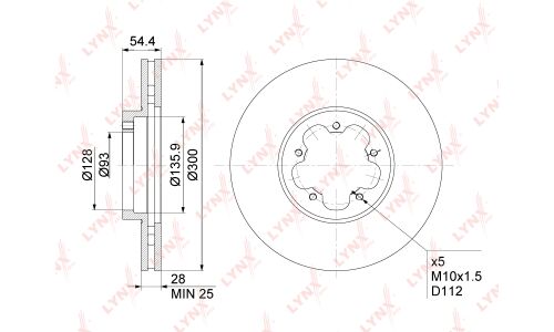 Диск тормозной LYNXauto, арт. BN-1028