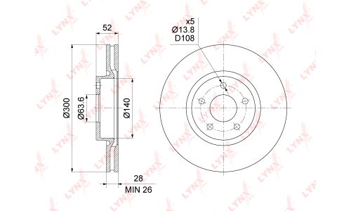 Диск тормозной LYNXauto, арт. BN-1461