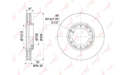 Диск тормозной LYNXauto, арт. BN-1113