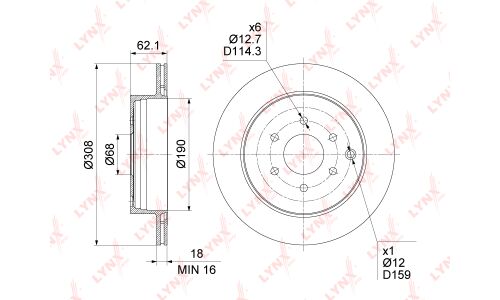 Диск тормозной LYNXauto, арт. BN-1813