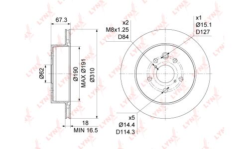 Диск тормозной LYNXauto, арт. BN-1187