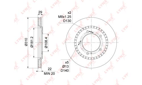 Диск тормозной LYNXauto, арт. BN-1130