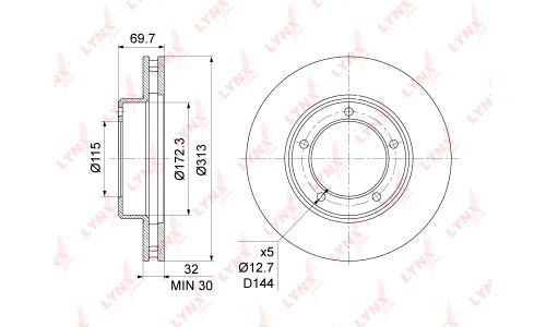 Диск тормозной LYNXauto, арт. BN-1175