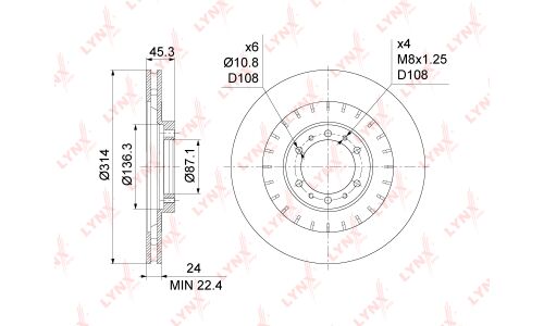 Диск тормозной LYNXauto, арт. BN-1096