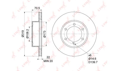 Диск тормозной LYNXauto, арт. BN-1155