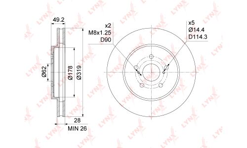 Диск тормозной LYNXauto, арт. BN-1163