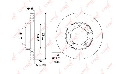 Диск тормозной LYNXauto, арт. BN-1170