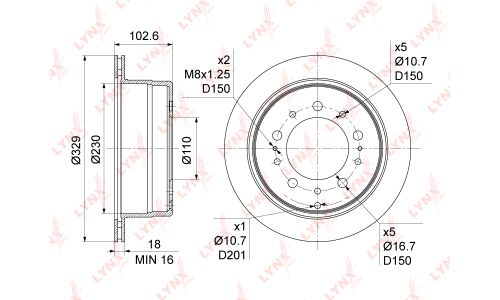 Диск тормозной LYNXauto, арт. BN-1185