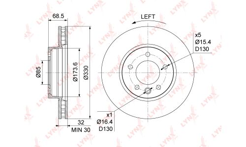 Диск тормозной LYNXauto, арт. BN-1212L