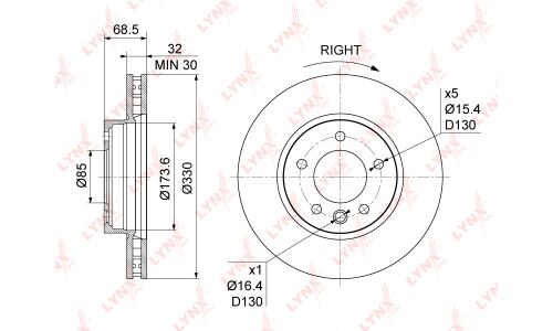 Диск тормозной LYNXauto, арт. BN-1212R