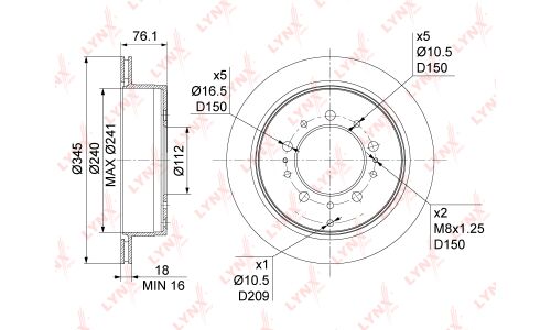 Диск тормозной LYNXauto, арт. BN-1186